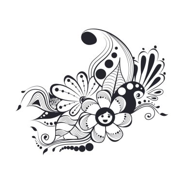 vector floral design. mehndi style with mandala, flowers, leaves and flower.