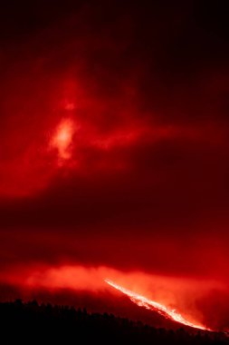 Erupting volcano on the island of La Palma, Canary Islands, Spain. High quality photo