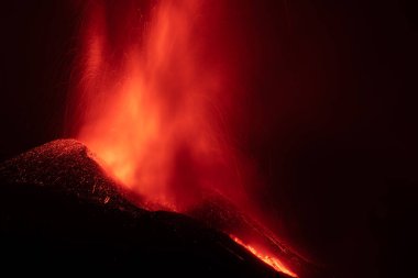 Erupting volcano on the island of La Palma, Canary Islands, Spain. High quality photo