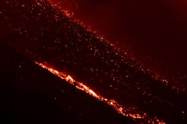 Erupting volcano on the island of La Palma, Canary Islands, Spain. High quality photo