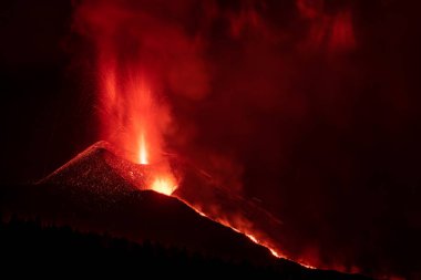 Erupting volcano on the island of La Palma, Canary Islands, Spain. High quality photo
