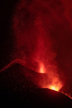 Erupting volcano on the island of La Palma, Canary Islands, Spain. High quality photo