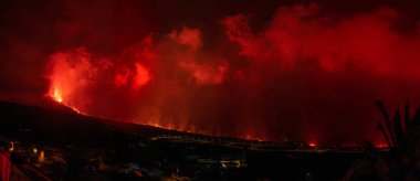 Erupting volcano on the island of La Palma, Canary Islands, Spain. High quality photo