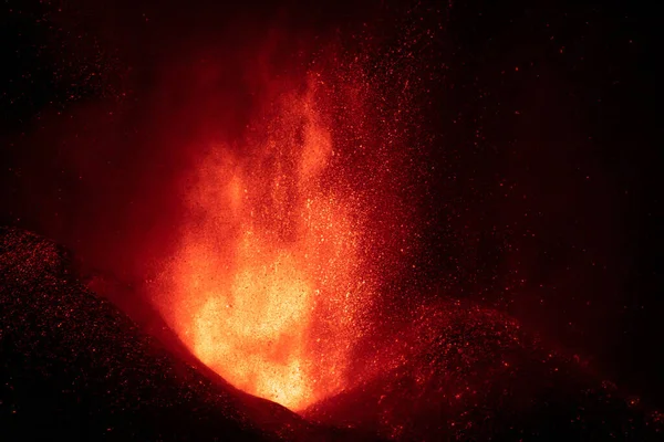 Erupting volcano on the island of La Palma, Canary Islands, Spain. High quality photo