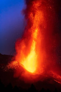 Erupting volcano on the island of La Palma, Canary Islands, Spain. High quality photo
