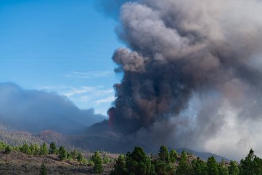 Erupting volcano on the island of La Palma, Canary Islands, Spain. High quality photo