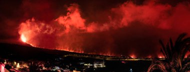 Erupting volcano on the island of La Palma, Canary Islands, Spain. High quality photo