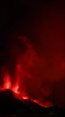 Erupting volcano on the island of La Palma, Canary Islands, Spain. High quality video
