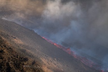 Erupting volcano on the island of La Palma, Canary Islands, Spain. High quality photo