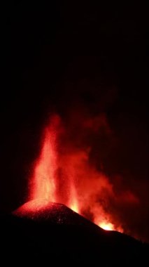 Erupting volcano on the island of La Palma, Canary Islands, Spain. High quality photo