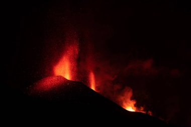 Erupting volcano on the island of La Palma, Canary Islands, Spain. High quality photo