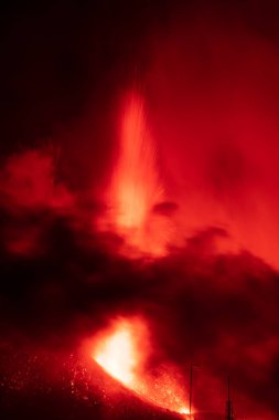 Erupting volcano on the island of La Palma, Canary Islands, Spain. High quality photo