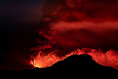 Erupting volcano on the island of La Palma, Canary Islands, Spain. High quality photo