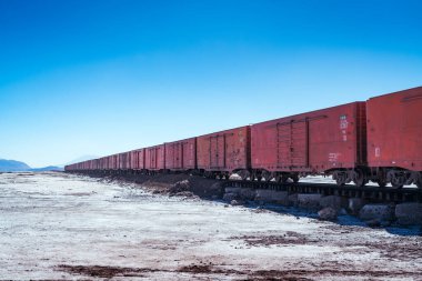 Bolivya altiplanosundaki tren mezarlığı. Yüksek kalite fotoğraf