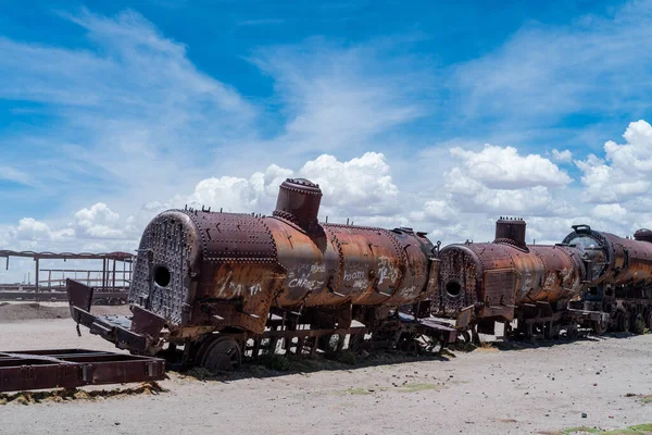 Train graveyard in the bolivian altiplano. High quality photo