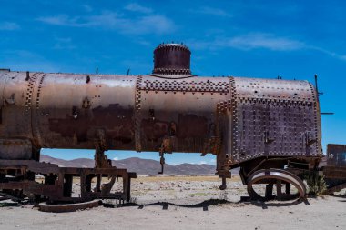 Bolivya altiplanosundaki tren mezarlığı. Yüksek kalite fotoğraf