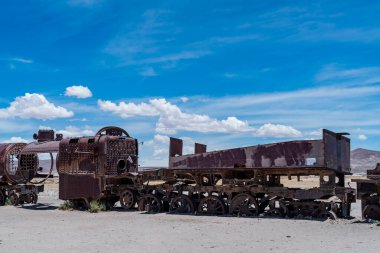 Bolivya altiplanosundaki tren mezarlığı. Yüksek kalite fotoğraf