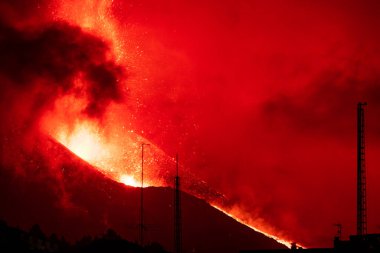 Erupting volcano on the island of La Palma, Canary Islands, Spain. High quality photo