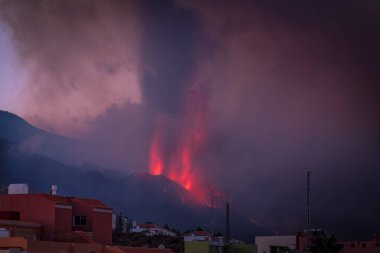 Erupting volcano on the island of La Palma, Canary Islands, Spain. High quality photo