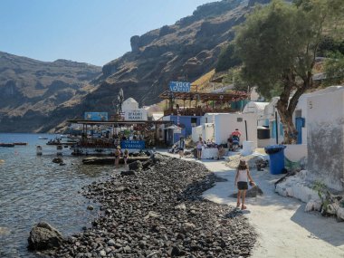 Santorini adasının volkanik manzarası. Yüksek kalite fotoğraf