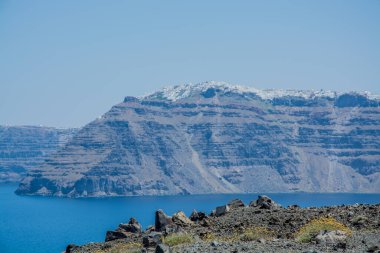 Santorini adasının volkanik manzarası. Yüksek kalite fotoğraf