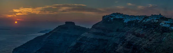 Uitzicht Het Dorp Oia Santorini Bij Zonsondergang Hoge Kwaliteit Foto — Stockfoto