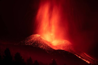 Erupting volcano on the island of La Palma, Canary Islands, Spain. High quality photo