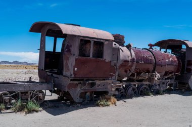 Bolivya altiplanosundaki tren mezarlığı. Yüksek kalite fotoğraf