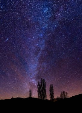Dağlardaki Samanyolu 'nun astrofotografı. Yüksek kalite fotoğraf
