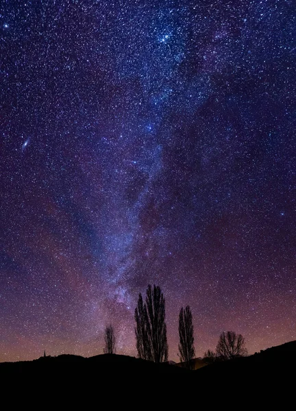 山中冬季银河路的天文摄影 高质量的照片 — 图库照片