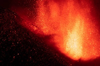 Erupting volcano on the island of La Palma, Canary Islands, Spain. High quality photo