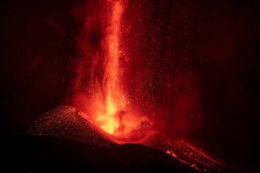 Erupting volcano on the island of La Palma, Canary Islands, Spain. High quality photo