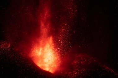 Erupting volcano on the island of La Palma, Canary Islands, Spain. High quality photo