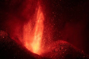 Erupting volcano on the island of La Palma, Canary Islands, Spain. High quality photo