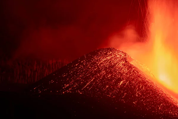stock image Erupting volcano on the island of La Palma, Canary Islands, Spain. High quality photo
