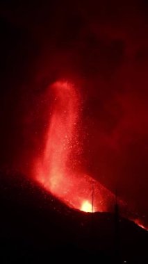 Erupting volcano on the island of La Palma, Canary Islands, Spain. High quality video