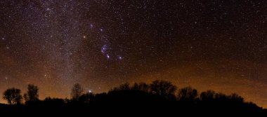 Dağlardaki Samanyolu 'nun astrofotografı. Yüksek kalite fotoğraf