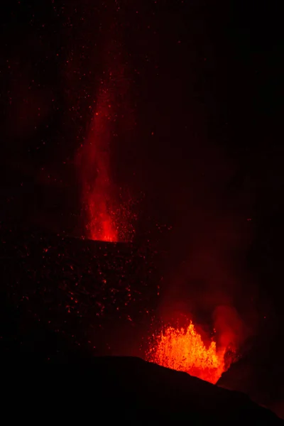 Erupting Volcano Island Palma Canary Islands Spain High Quality Photo — Photo