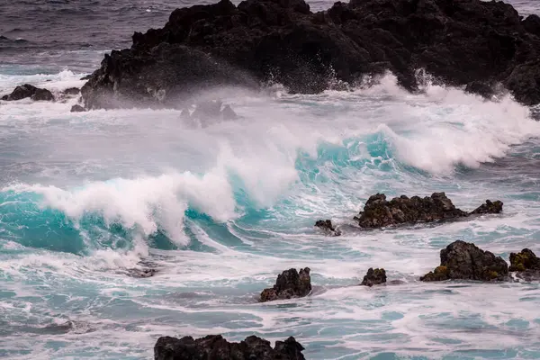 raging waves in the Pacific Ocean. High quality photo