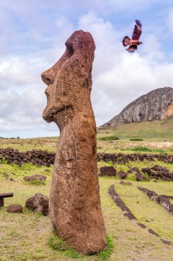 Tongariki 'de moais, Rapa Nui, Paskalya Adası. Yüksek kalite fotoğraf