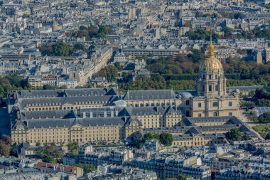 Les Invalides, Paris 'in hava manzarası. Yüksek kalite fotoğraf