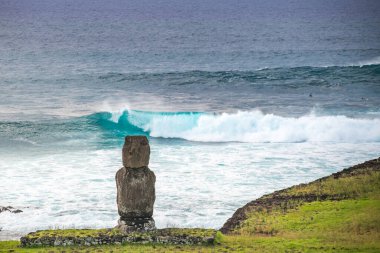 moais in front of the ocean in Tahai, Rapa Nui, Easter Island. High quality photo clipart