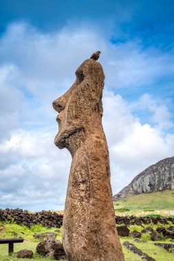 Tongariki 'de moais, Rapa Nui, Paskalya Adası. Yüksek kalite fotoğraf