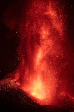 Erupting volcano on the island of La Palma, Canary Islands, Spain. High quality photo