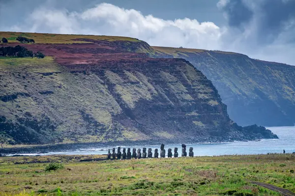 Moais Tongariki Rapa Nui Paaseiland Hoge Kwaliteit Foto — Stockfoto