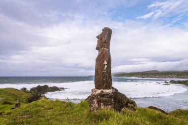moai in Hanga Roa, Rapa Nui, Easter Island. High quality photo clipart