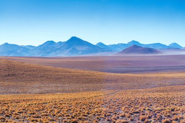 Şili 'nin dağlık arazisinin çöl manzarası. Yüksek kalite fotoğraf