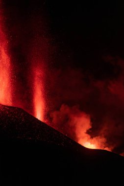 Erupting volcano on the island of La Palma, Canary Islands, Spain. High quality photo