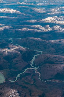 Şili 'nin bir uçağından gelen hava manzarası. Yüksek kalite fotoğraf