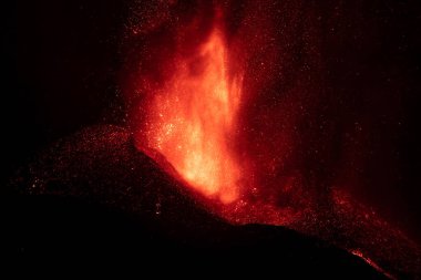 Erupting volcano on the island of La Palma, Canary Islands, Spain. High quality photo